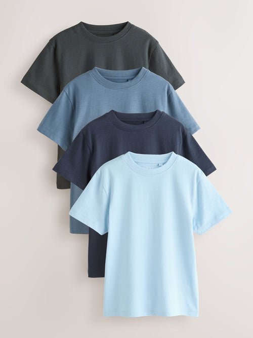 Navy/Mid Blue/Charcoal/Light Blue Short Sleeves T-Shirts 4 Pack (3-16yrs)