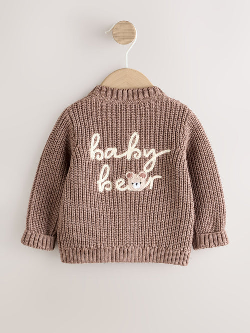 Brown Baby Bear Knitted Embroidered Cardigan