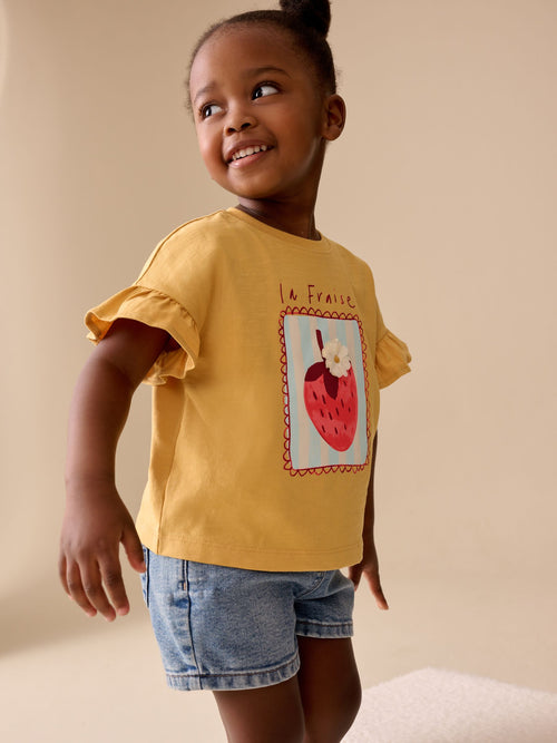 Ochre Yellow Strawberry Short Sleeve T-Shirt (3mths-7yrs)
