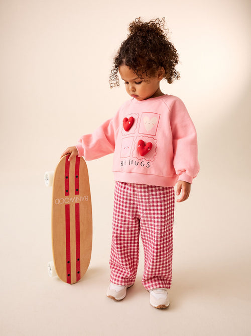 Bright Pink Sweatshirt and Wide Leg Joggers Set (3mths-7yrs)