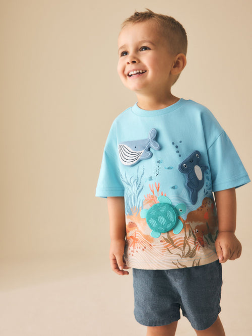 Blue Sea Animal Short Sleeve 3D Padded T-Shirt (3mths-7yrs)