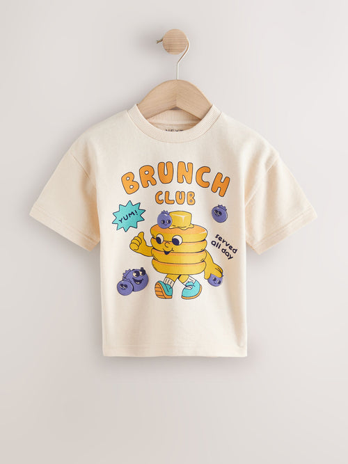 Neutral Brunch Club Pancakes Short Sleeve Graphic T-Shirt (3mths-7yrs)