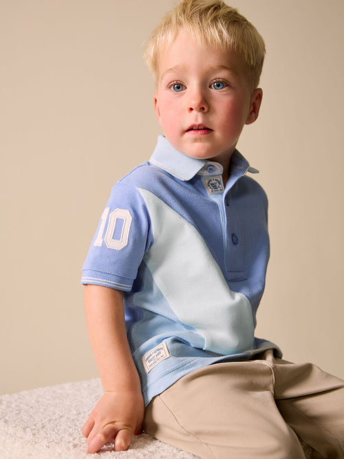 Blue Colourblock Short Sleeve Polo Shirt (3mths-7yrs)