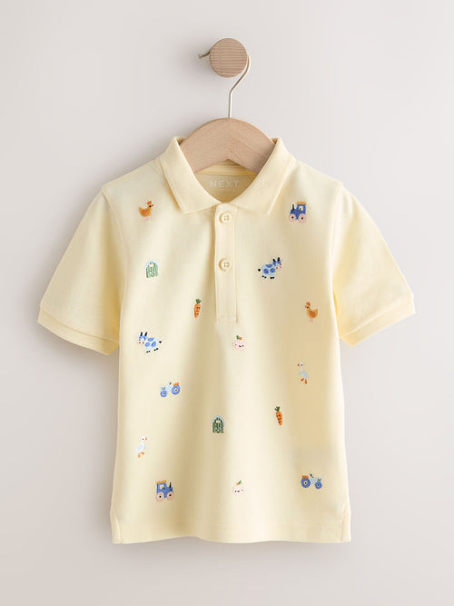 Yellow Farm All-Over-Embroidered Short Sleeve Polo Shirt (3mths-7yrs)