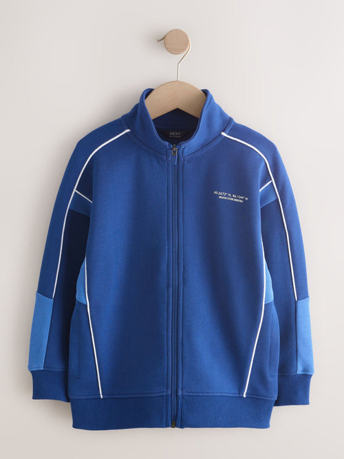 Cobalt Blue/Black Panelled Sports Zip Up Jacket (3-16yrs)