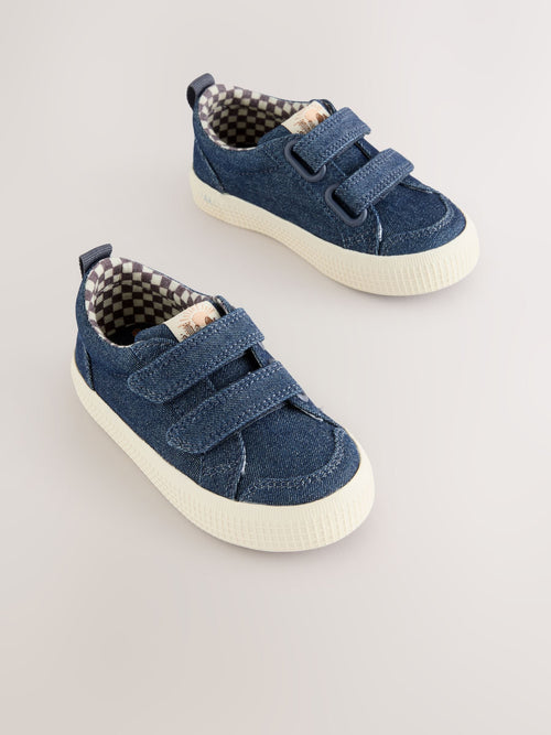 Blue Denim Standard Fit (F) Two Strap Touch Fastening Trainers