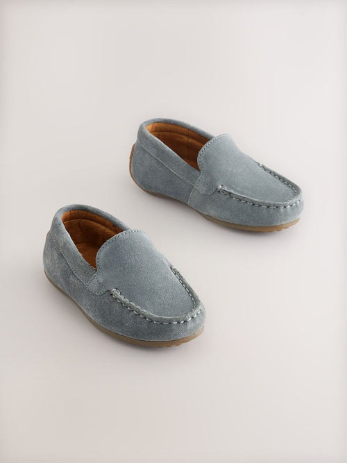 Blue Suede Slip-Ons Loafer Shoes