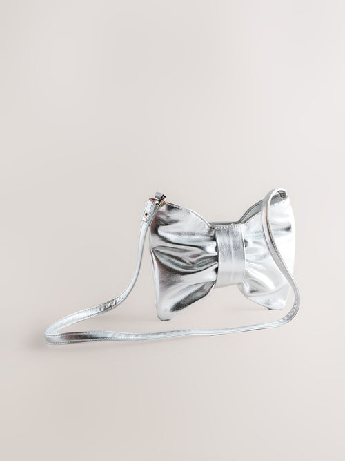 Silver Silver Sparkle Bow Bag