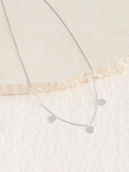 Silver Tone Sterling Heart Charm Necklace