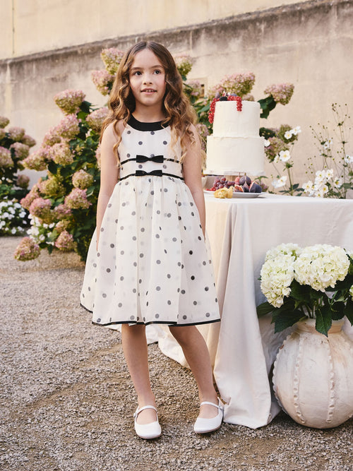 Black/Cream Spot Sleeveless Occasion Dress (3-16yrs)
