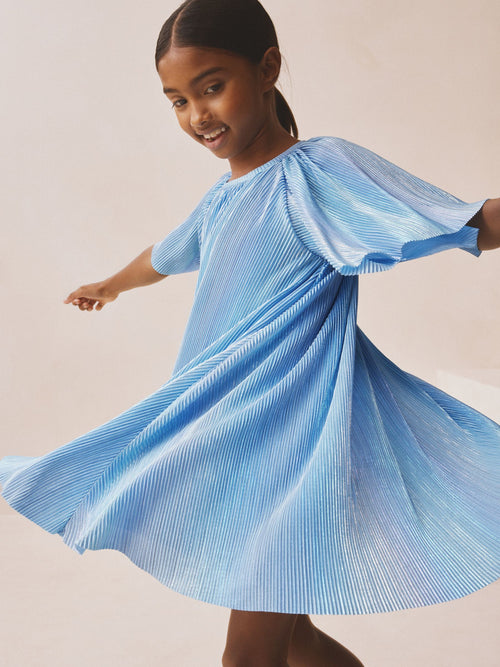 Blue Sparkle Angel Sleeve Party Dress (3-16yrs)