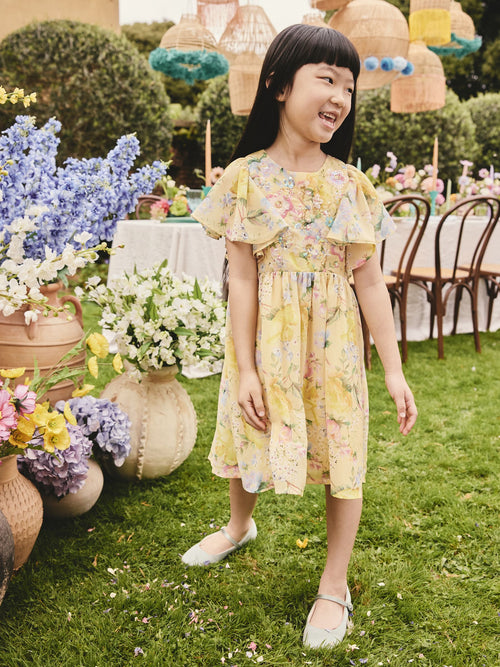 Yellow Floral Embellished Occasion Dress (3-16yrs)