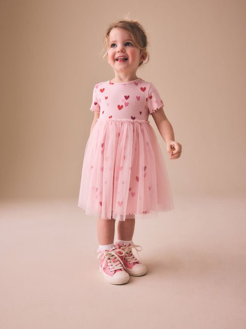 Pink Hearts Mesh Skirt Dress (3mths-7yrs)