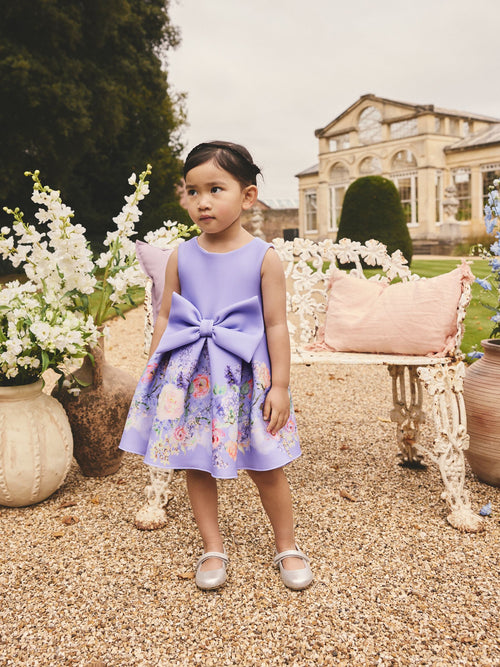 Lilac Floral Scuba Occasion Dress (3mths-7yrs)