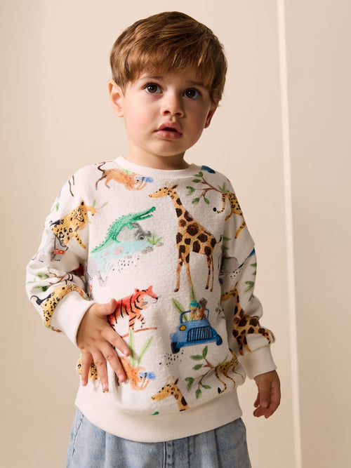 Watercolour Animals All Over Printed Crew Neck Sweat Top (3mths-7yrs)