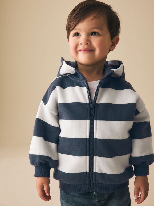 White/Blue Stripe Zip Up Hoodie (3mths-7yrs)