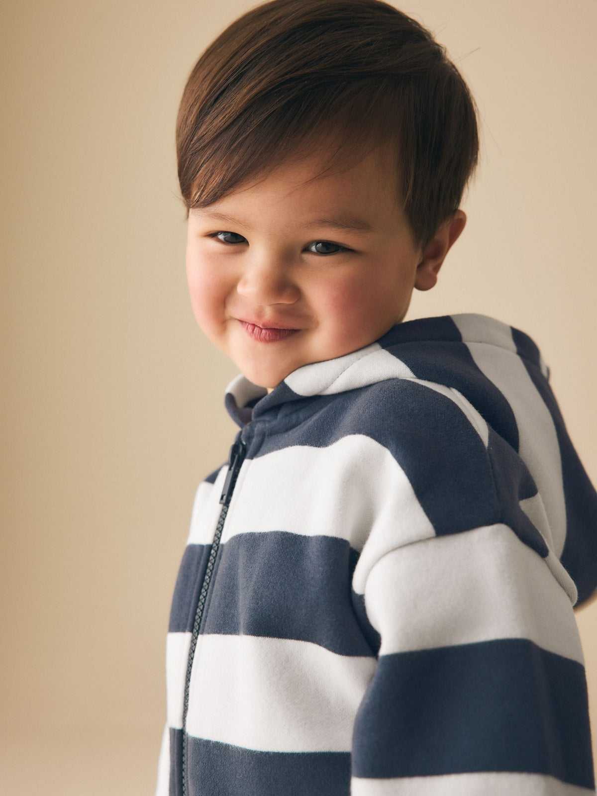 White/Blue Stripe Zip Up Hoodie (3mths-7yrs)