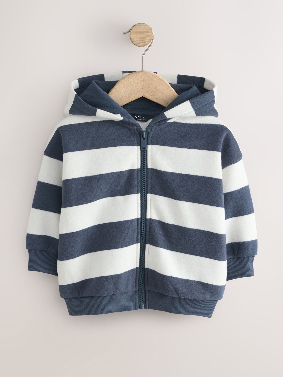 White/Blue Stripe Zip Up Hoodie (3mths-7yrs)
