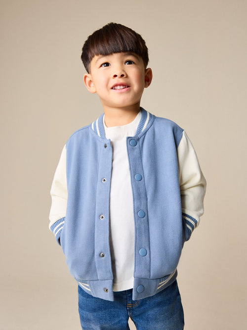Blue and Ecru Jersey Bomber Jacket (3mths-7yrs)
