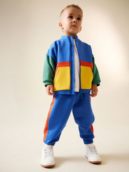 Green/Blue Colour Block Full Zip Sweat and Joggers Set (3mths-7yrs)