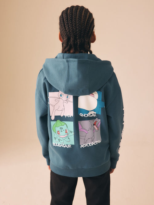 Teal Blue Pokemon Zip Through Hoodie (4-16yrs)