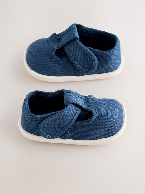 Navy Crawler T-Bar Baby Shoes (0-2mths)