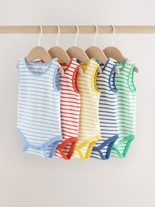 Bright Stripe Vest Baby Bodysuits 5 Pack