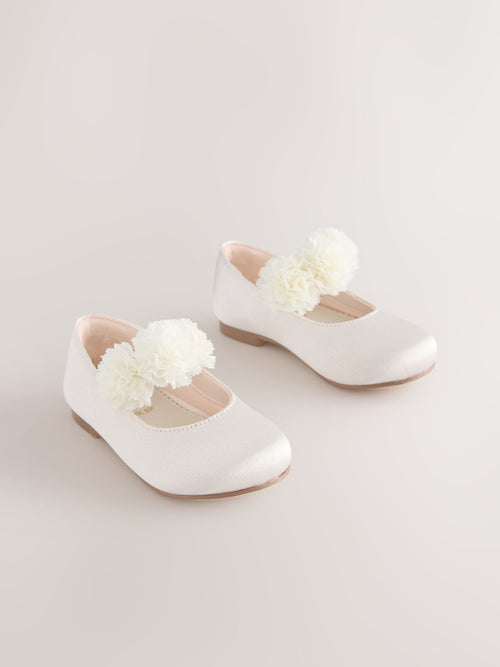 Ivory Standard Fit (F) Satin Flower Girl Occasion Mary Jane Shoes