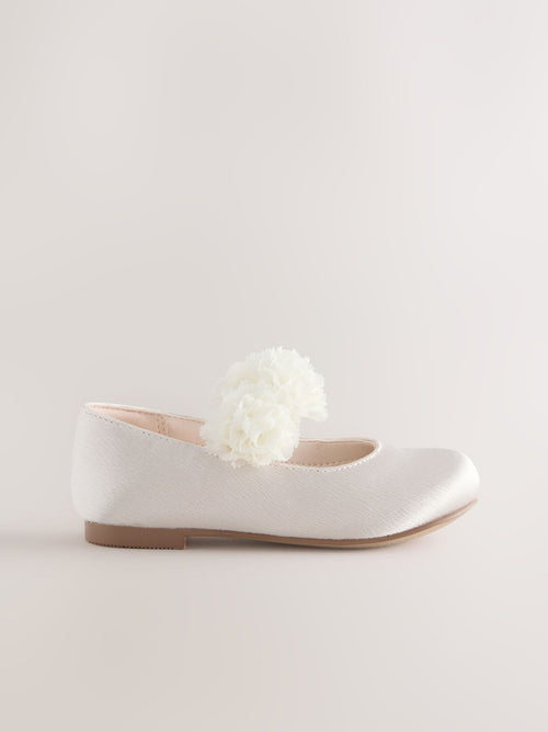 Ivory Wide Fit (G) Satin Flower Girl Occasion Mary Jane Shoes