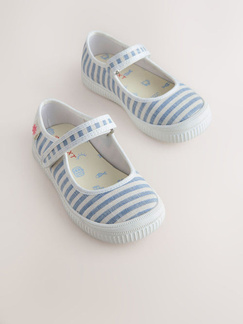 Blue/White Touch Fastening Mary Janes Shoes