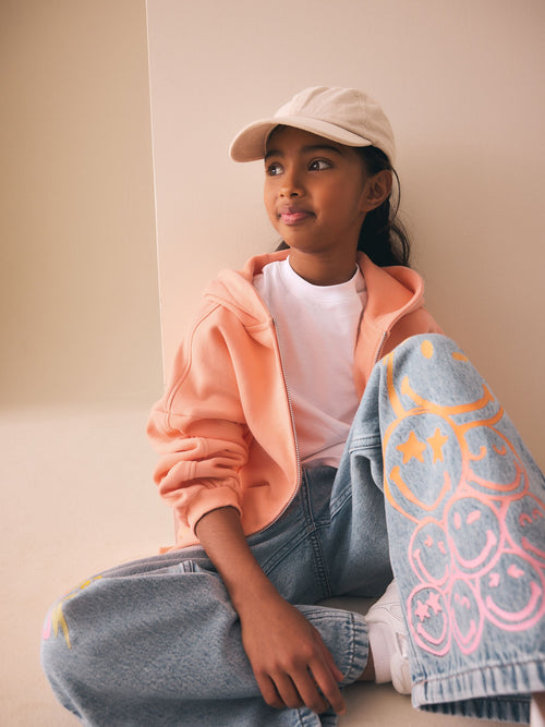 Bright Orange Zip Through Hoodie (3-16yrs)