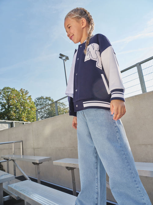 Navy Varsity Embroidered Jacket (3-16yrs)