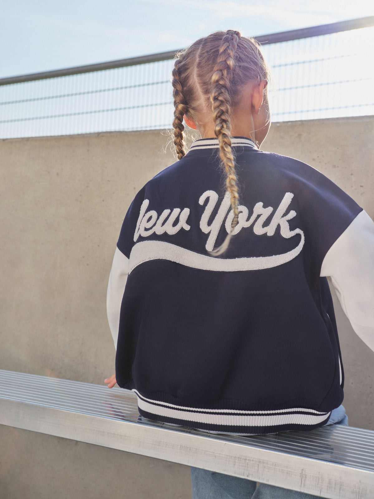 Navy Varsity Embroidered Jacket (3-16yrs)