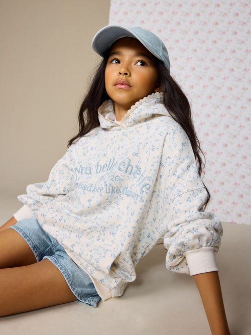 Cream Ditsy Flower Hoodie (3-16yrs)