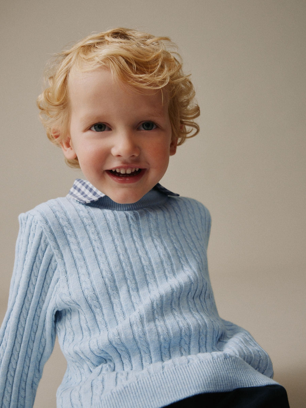 Blue Cable Knit Mock Shirt Jumper (3mths-7yrs)