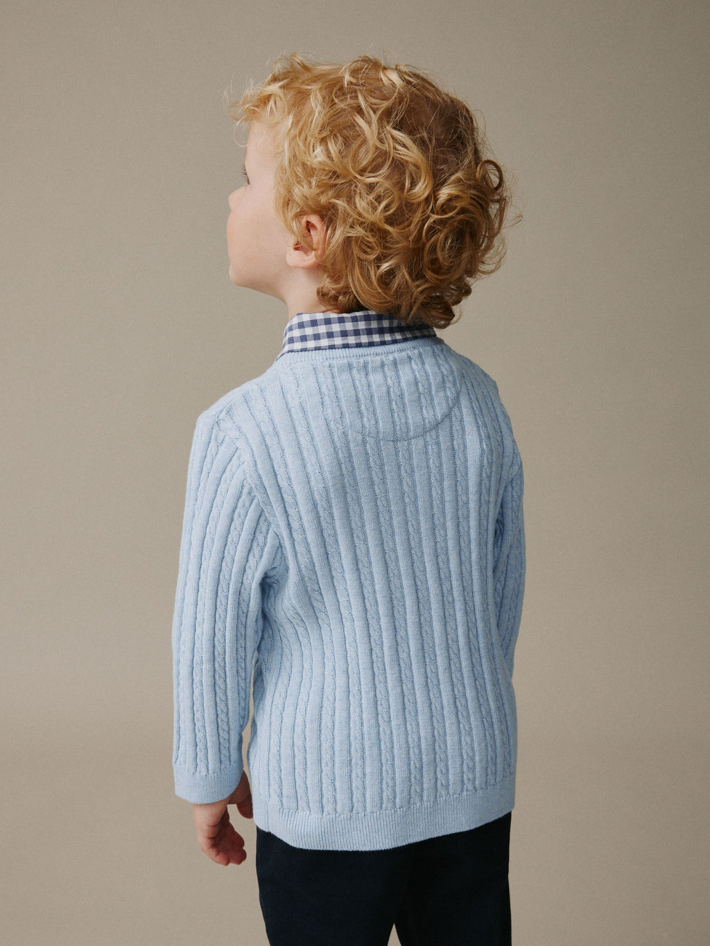 Blue Cable Knit Mock Shirt Jumper (3mths-7yrs)