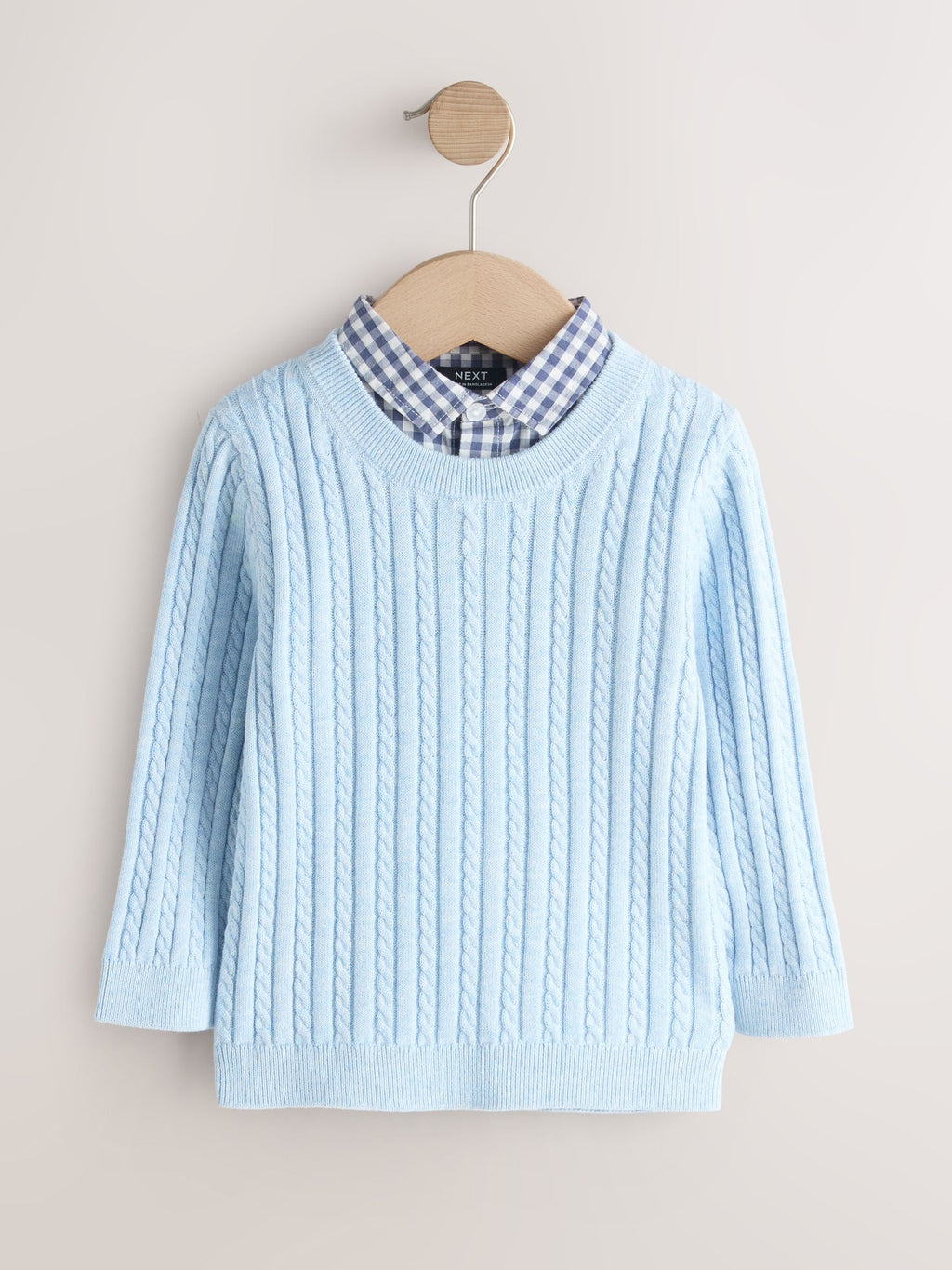 Blue Cable Knit Mock Shirt Jumper (3mths-7yrs)