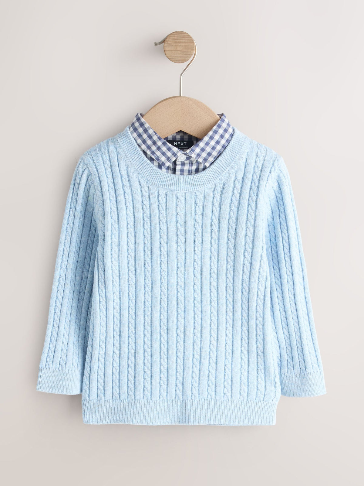 Blue Cable Knit Mock Shirt Jumper (3mths-7yrs)