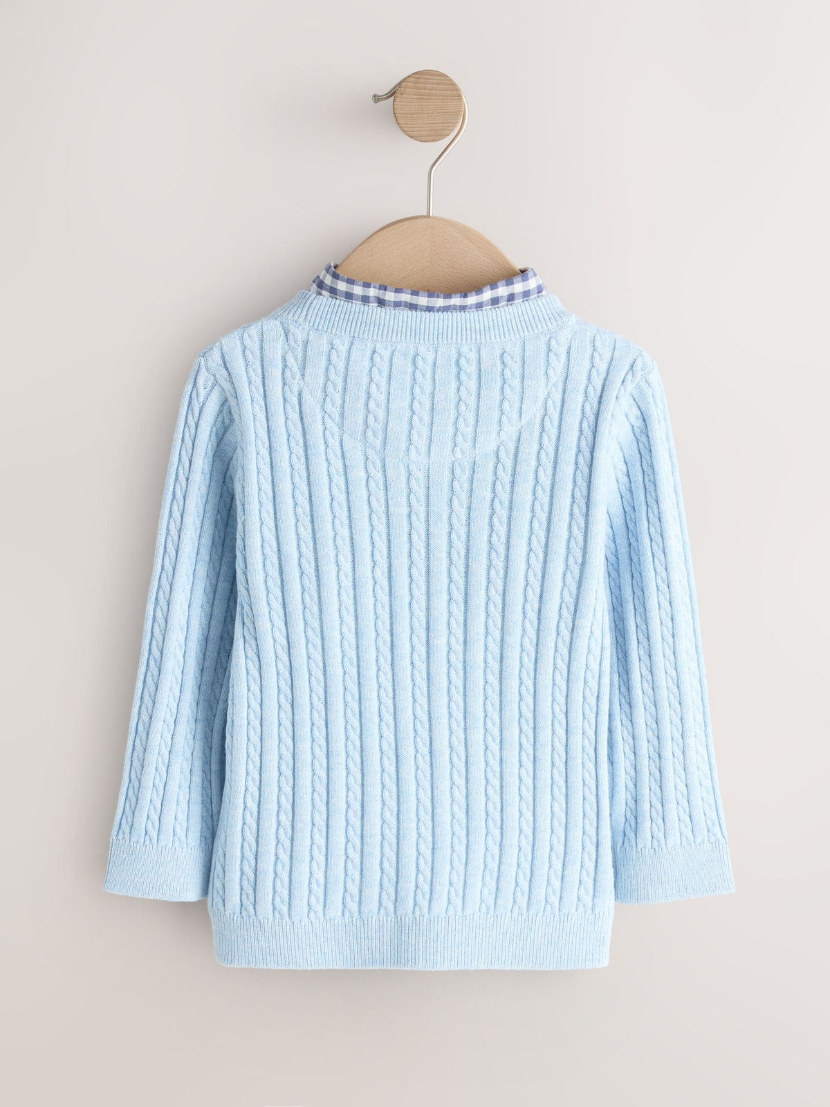 Blue Cable Knit Mock Shirt Jumper (3mths-7yrs)
