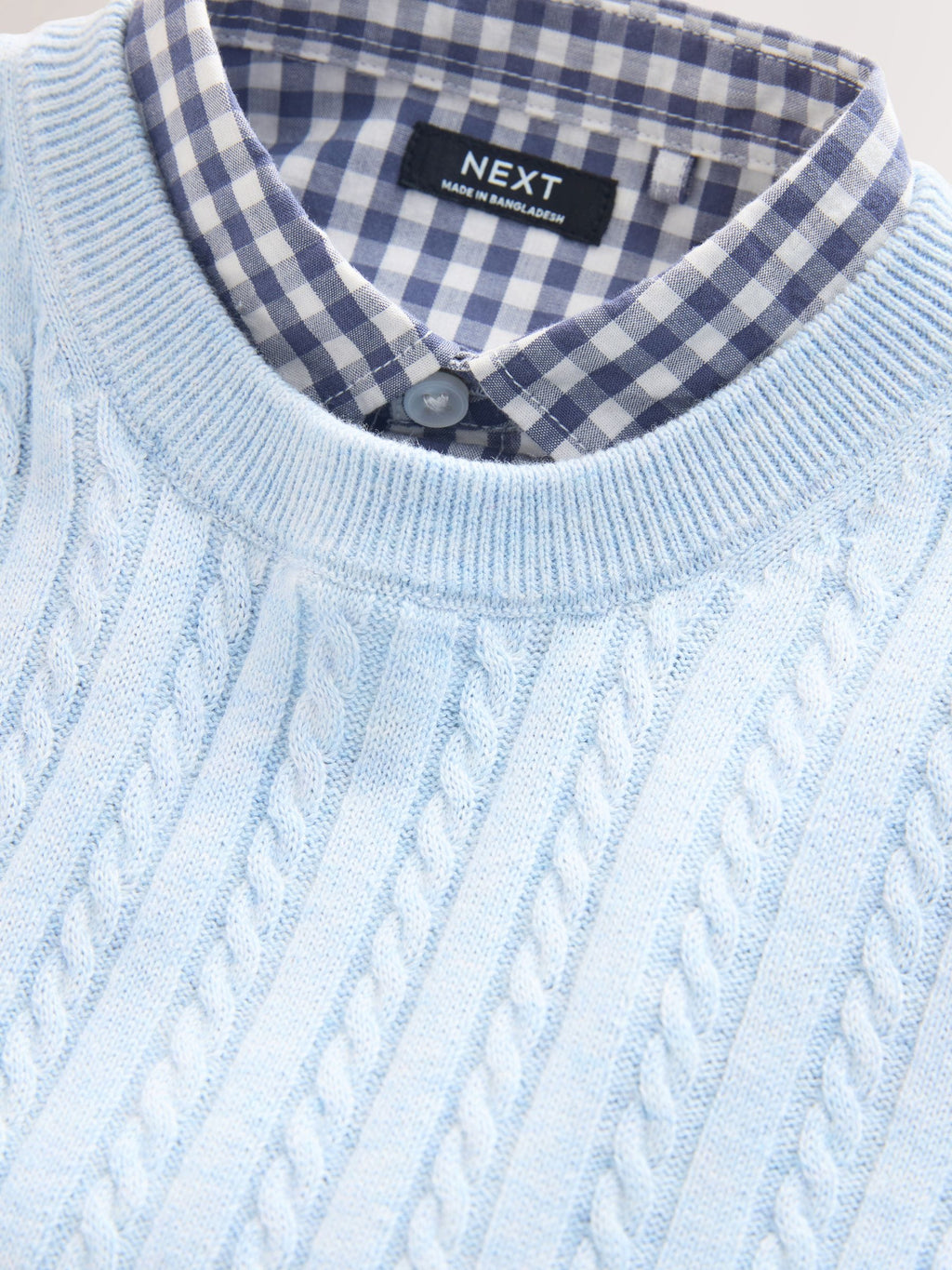 Blue Cable Knit Mock Shirt Jumper (3mths-7yrs)