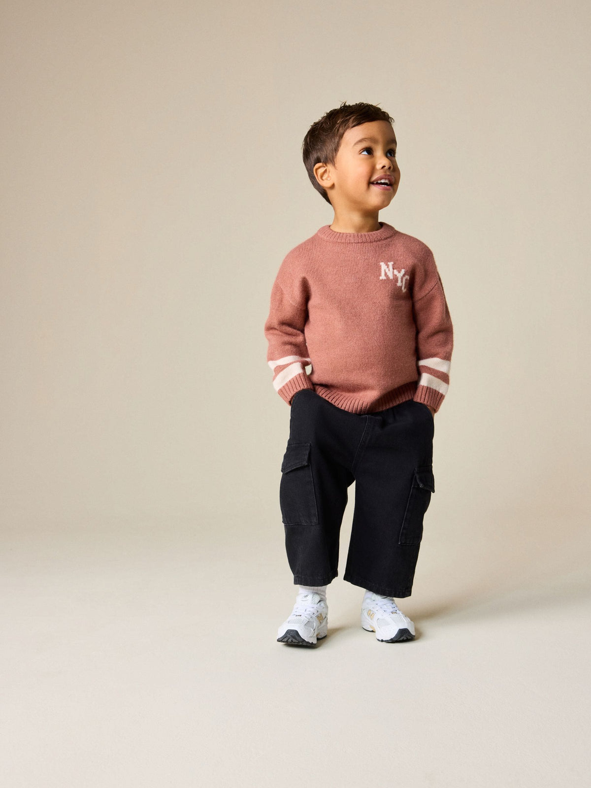 Blush Pink NYC Knitted Crew Neck Jumper (3mths-7yrs)