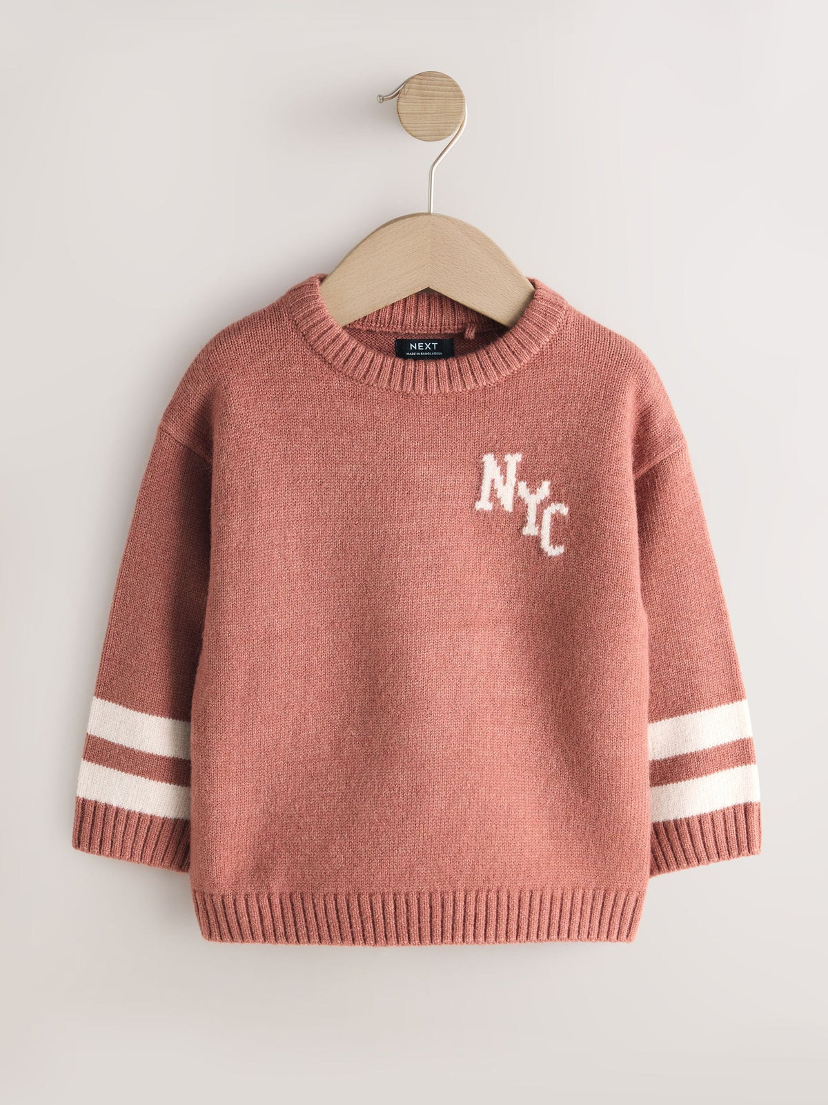 Blush Pink NYC Knitted Crew Neck Jumper (3mths-7yrs)