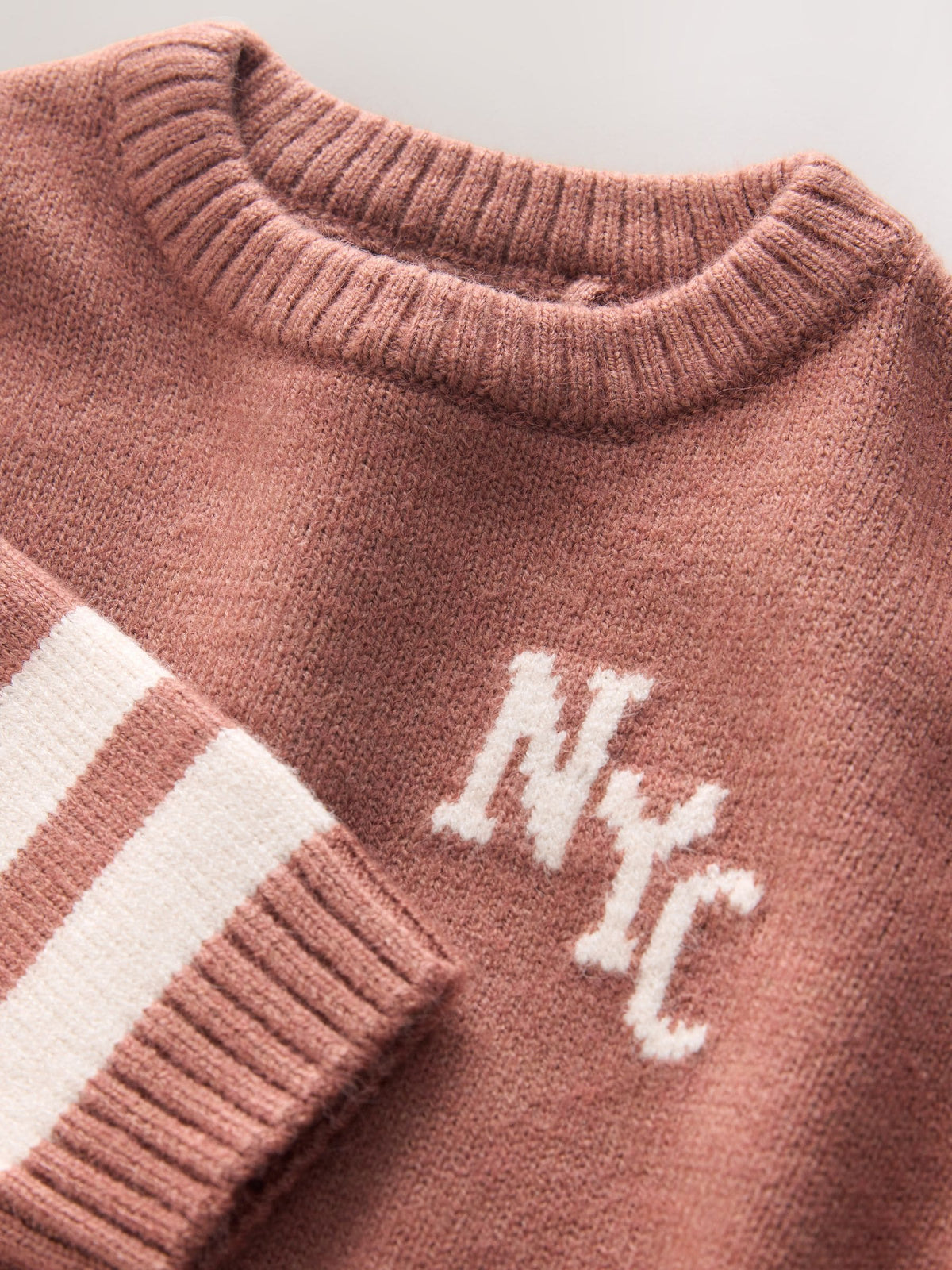 Blush Pink NYC Knitted Crew Neck Jumper (3mths-7yrs)