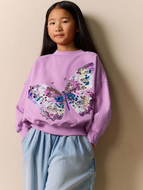 Purple Butterfly Sequin Sweatshirt (3-16yrs)
