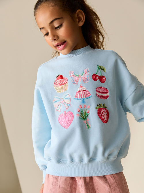 Blue Beaded Cake Sweatshirt (3-16yrs)