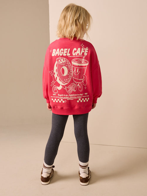 Red/Charcoal Bagel Sweatshirt and Leggings Set (3-16yrs)