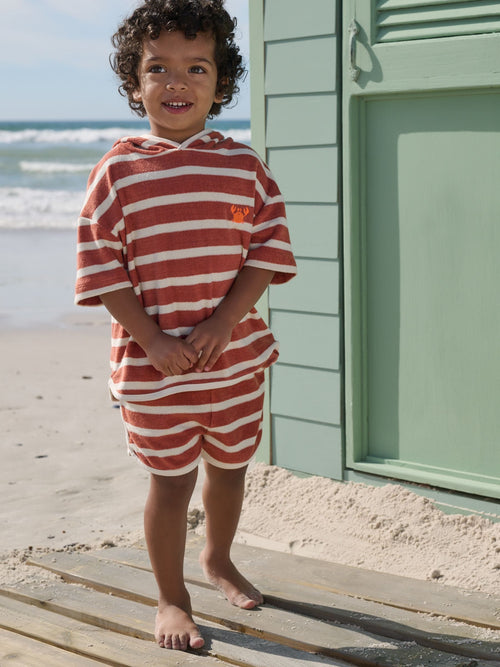 Rust Brown Stripe Towelling Top and Shorts Set (3mths-7yrs)