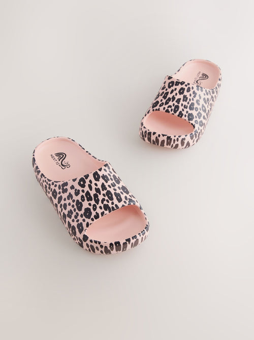 Pink Leopard Print Sliders