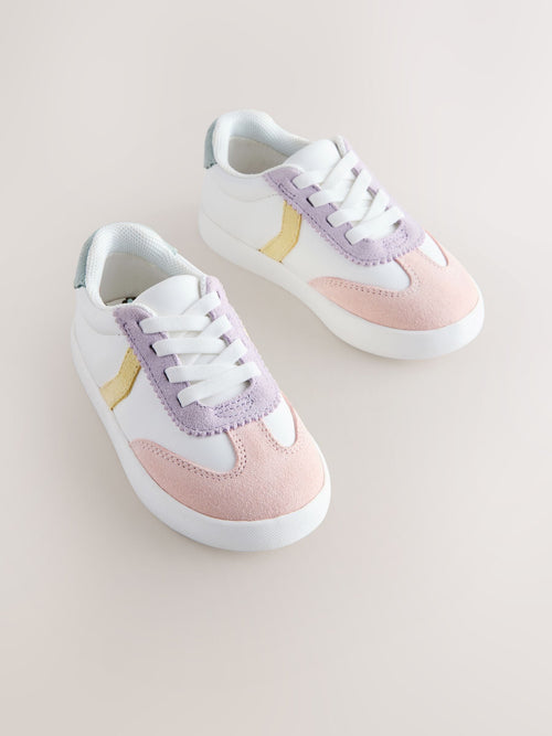 Multi Pastel Elastic Lace Retro Trainers