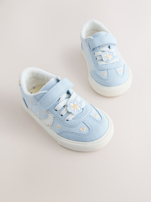 Blue Daisy Standard Fit (F) Touch Fastening Elastic Lace Trainers